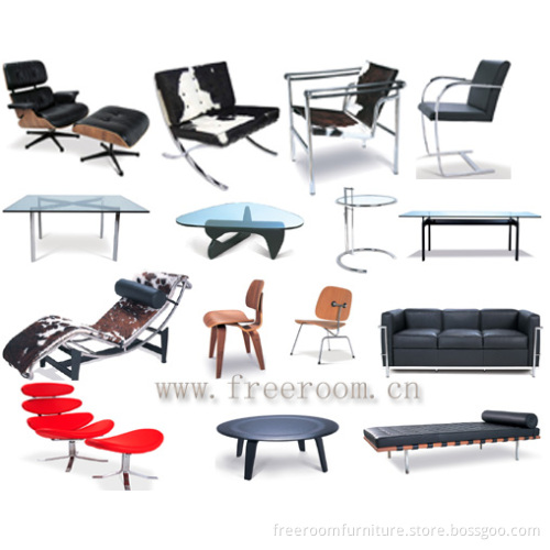 Glass Table and Leather Sofa